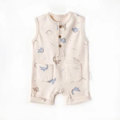 Andy Wawa Babies'  Dino Pattern Romper In Beige