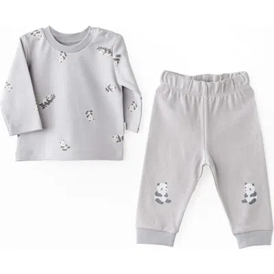 Andy Wawa Babies'  Keep Smiling Panda Outfit Duo In Gray