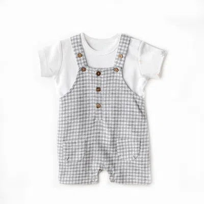 Andy Wawa Babies'  Little King Gingham Jumpsuit Set In Grey