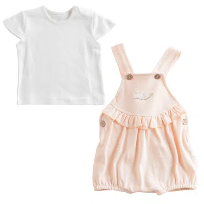 Andy Wawa Babies' Pink Spring Birds Overalls Outfit In Multi