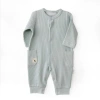 Andy Wawa Ribbed Giraffe Pocket Romper In Gray