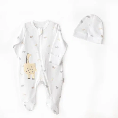 Andy Wawa Babies'  Romper Little King Giraffe Set In White
