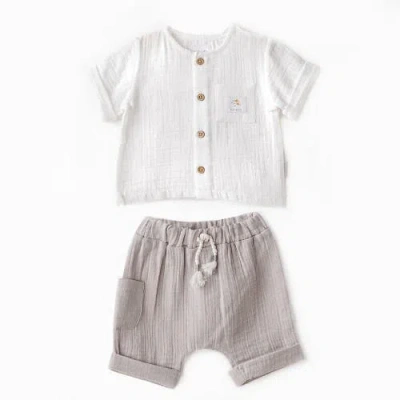 Andy Wawa Babies'  Shorts Button Outfit In White