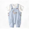 Andy Wawa Striped Dinosaur Jumpsuit In Blue