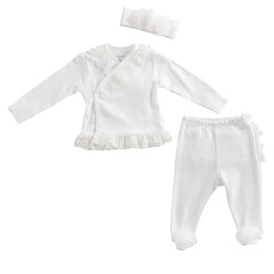 Andy Wawa Kids' White Chic Girl Ruffle Outfit & Headband