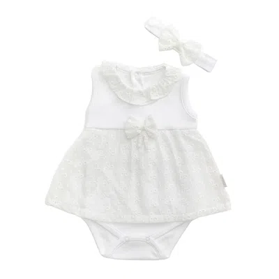Andy Wawa Kids' White Floral Street Ruffle Bodysuit In Multi