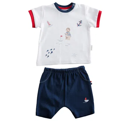 Andy Wawa Kids' White Sailor Bear Summer Outfit