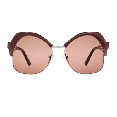 Andy Wolf Brown Metal Sunglasses In Pink