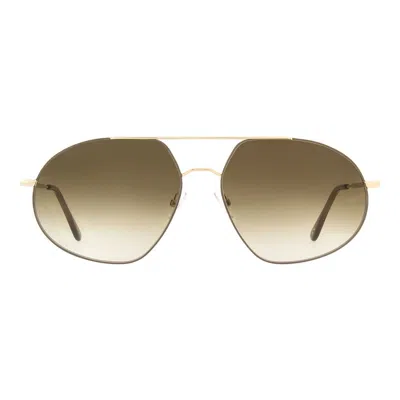 Andy Wolf Gold Metal Sunglasses In Green