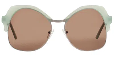 Andy Wolf One Heart E Women's Sunglasses Green Size 58 In Brown