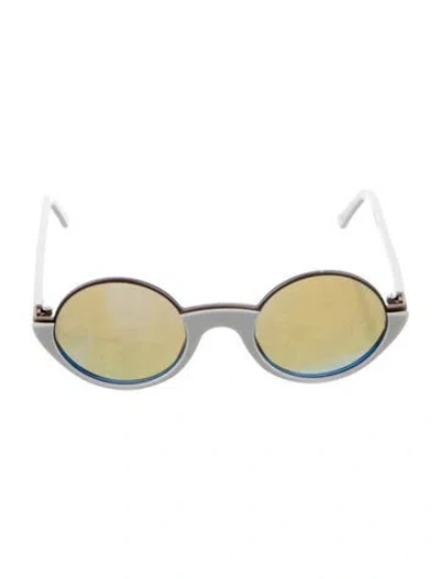 Pre-owned Andy Wolf Oversize Mirrored Sunglasses In White