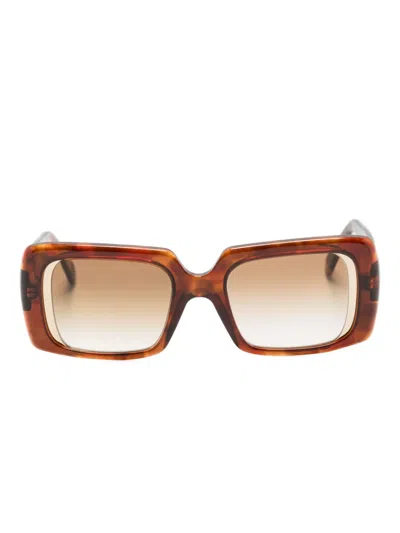 Andy Wolf Rectangle-frame Sunglasses In Brown
