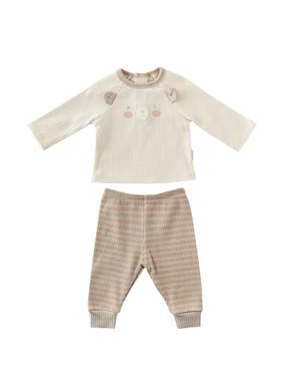 Andywawa Babies' Bear-graphic Striped Outfit In White