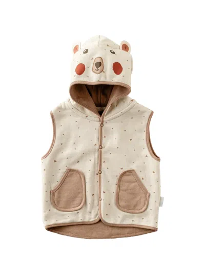 Andywawa Babies' Bear-motif Hooded Vest In Neutral