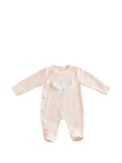 Andywawa Babies' Bird-appliqué Ruffled Romper In Pink