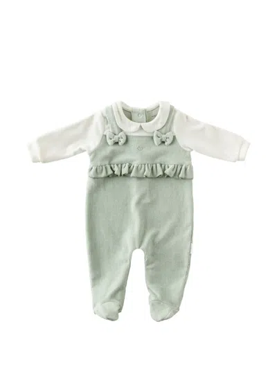 Andywawa Bow-detail Ruffled Babygrow In Green