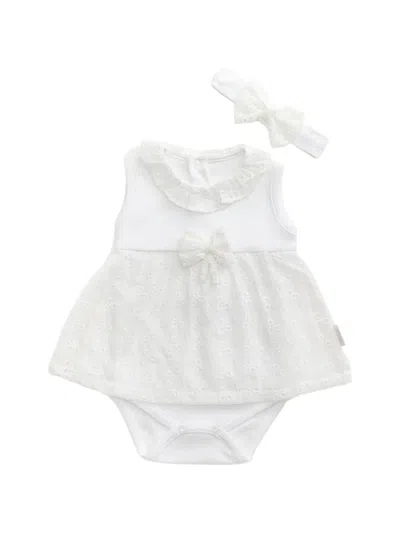 Andywawa Babies' Broderie-anglaise Bow-detail Dress In White