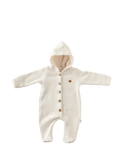 Andywawa Babies' Buttoned Hooded Romper In Neutral