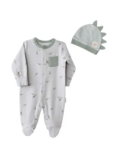 Andywawa Dinosaur-print Beanie Hat And Babygrow Set In Gray