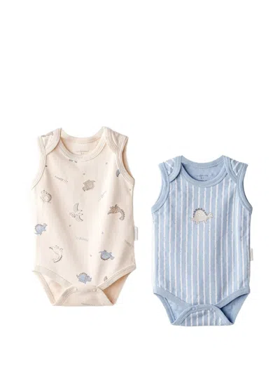 Andywawa Babies' Dinosaur-print Bodies (set Of Two) In Multi