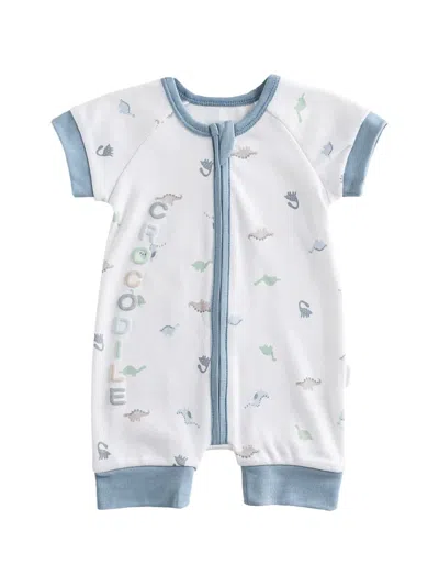 Andywawa Babies' Dinosaur-print Zip-up Romper In Blue