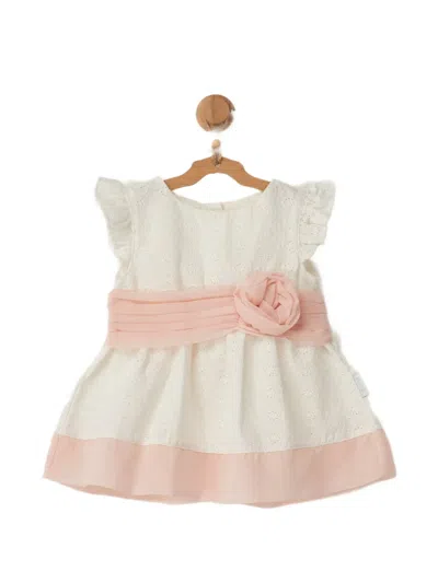 Andywawa Babies' Floral-broderie Tulle-trim Dress In Neutral
