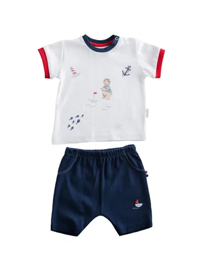 Andywawa Babies' Graphic-print Cotton Shorts Set In Blue