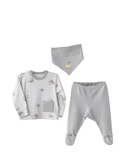 Andywawa Babies' Hedgehog Hideaway Pyjama Set (set Of Three) In Gray