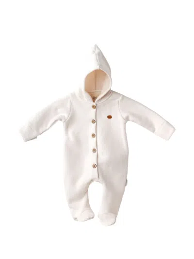 Andywawa Babies' Hooded Button-up Romper In Neutral
