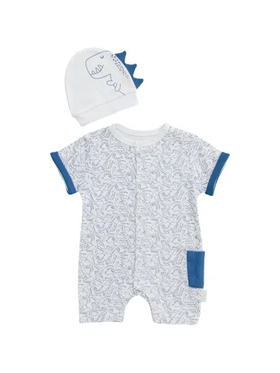 Andywawa Babies' Jurassic-print Beanie And Romper Set In White