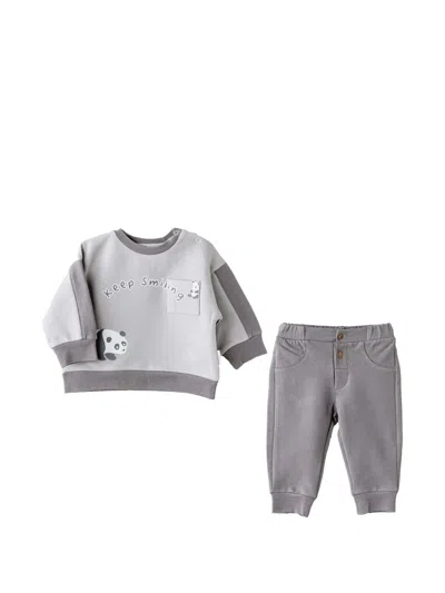 Andywawa Babies' Keep Smiling Panda Tracksuit In Gray