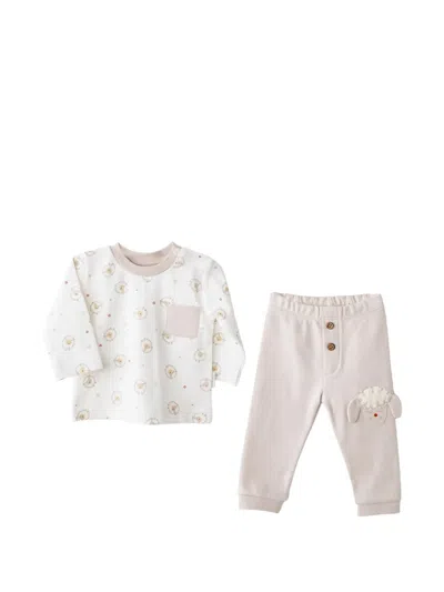 Andywawa Babies' Meadow Sheep-print Pajamas (set Of Two) In Neutral