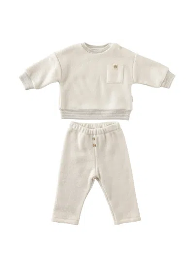 Andywawa Babies' Pocket-detail Cotton Tracksuit Set (set Of Three) In Neutral