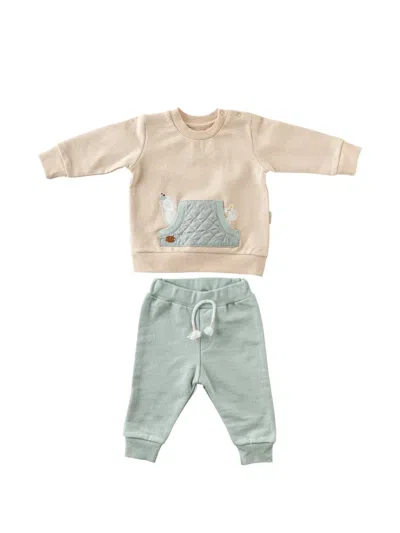 Andywawa Babies' Quilted-pocket Cotton Tracksuit Set (set Of Two) In Green