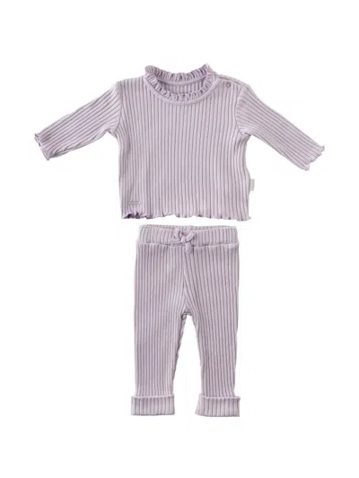 Andywawa Babies' Ribbed-knit Trousers (set Of Two) In Purple