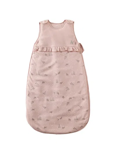 Andywawa Babies' Ruffled Deer-print Sleeper In Pink