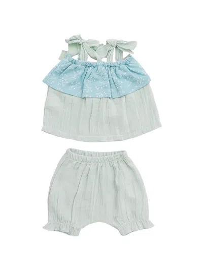 Andywawa Babies' Ruffled Floral-print Outfit In Gray