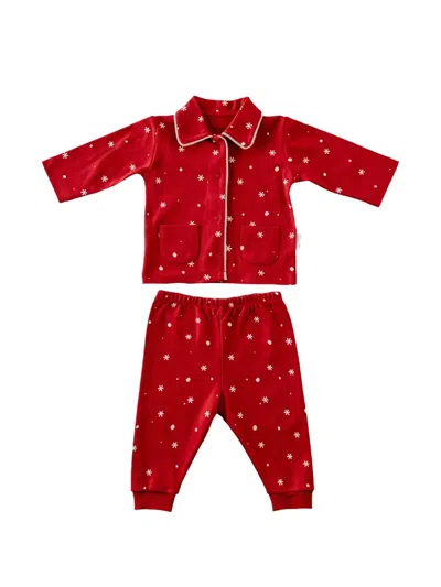 Andywawa Babies' Snowflake-print Pajamas In Red