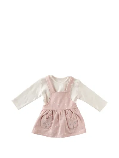 Andywawa Babies' Star-print Deer-motif Pinafore Dress In Pink
