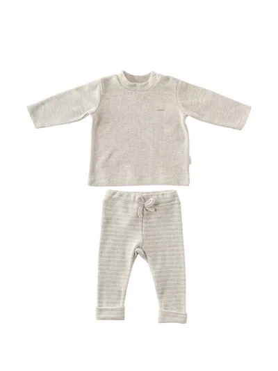 Andywawa Babies' Striped Cotton Trousers Set In Neutral