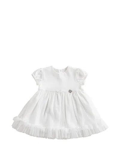 Andywawa Babies' Tulle-panel Ruffled Dress In White