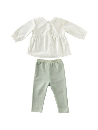 Andywawa Babies' Velvet-ruffle Trousers In Green