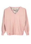 Anekke Sweater Pink Sweater With Printed Back In Rosa