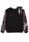 Anekke Sweatshirt Black Sweatshirt With Printed Sleeves In Nero