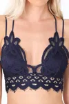 Anemone Crochet Lace Bralette With Bra Pads In Navy