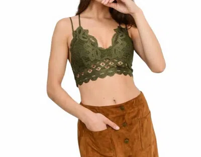 Anemone Lace Bralette In Olive In Green