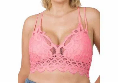 Anemone Lace Plus Bralette In Bright Pink