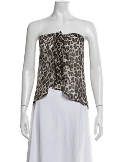 Pre-owned Anemos Animal Print Strapless Top In Multicolor