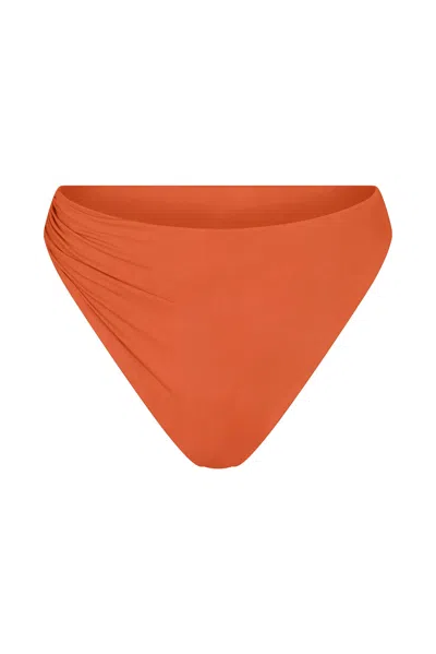 Anemos Archive Sale | Draped Asymmetric Midi Bikini Bottom In Vintage Orange