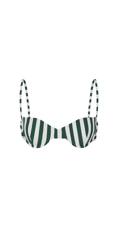 ANEMOS BALCONETTE UNDERWIRE BIKINI TOP GREEN STRIPES
